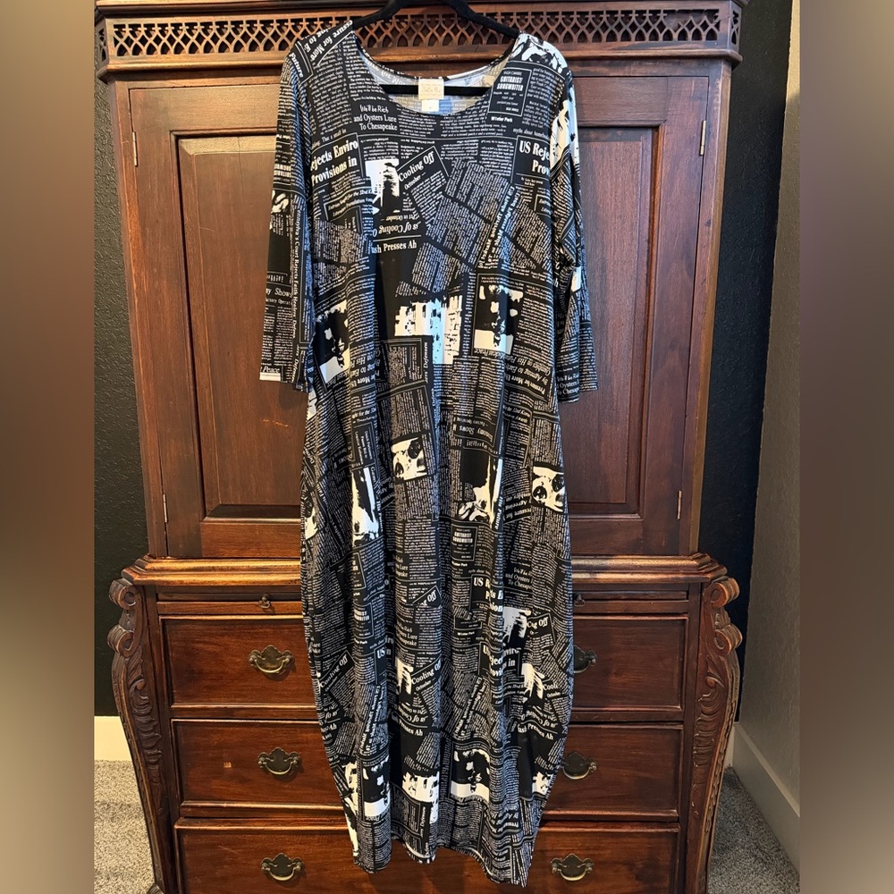Zadie Bs Black and White Newspaper Print Bubble Dress